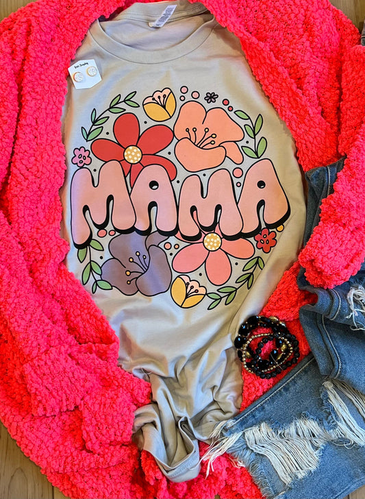 Mama Floral Round Tee