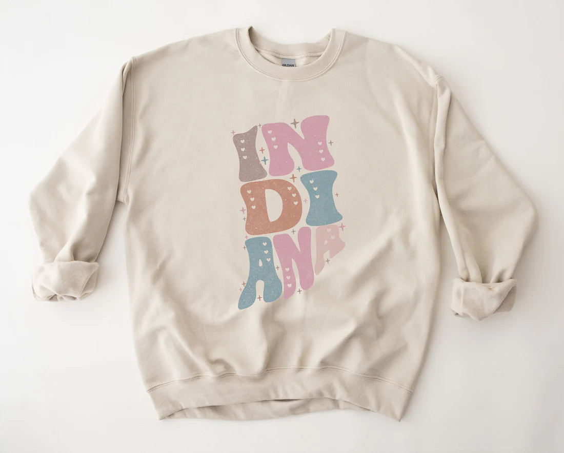 Pastel Indiana (Heather Sand or Navy Blue) Graphic Tee OR Sweatshirt