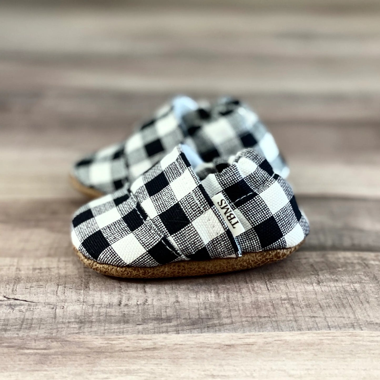 Trendy Baby Moccs--White Buffalo Plaid